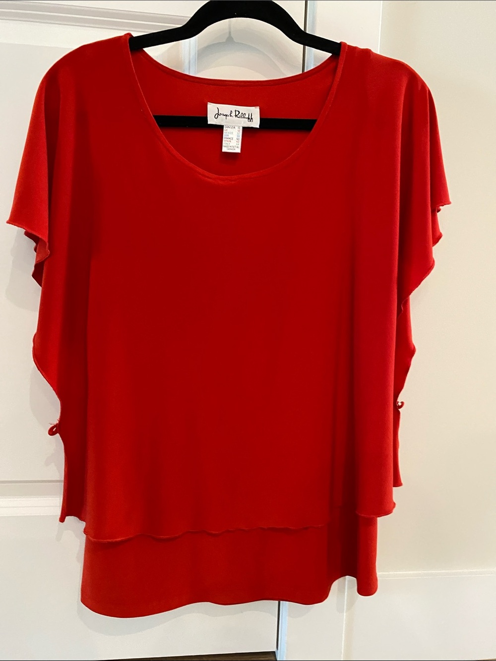 Joseph Ribkoff Red Layered Flutter Sleeve Top